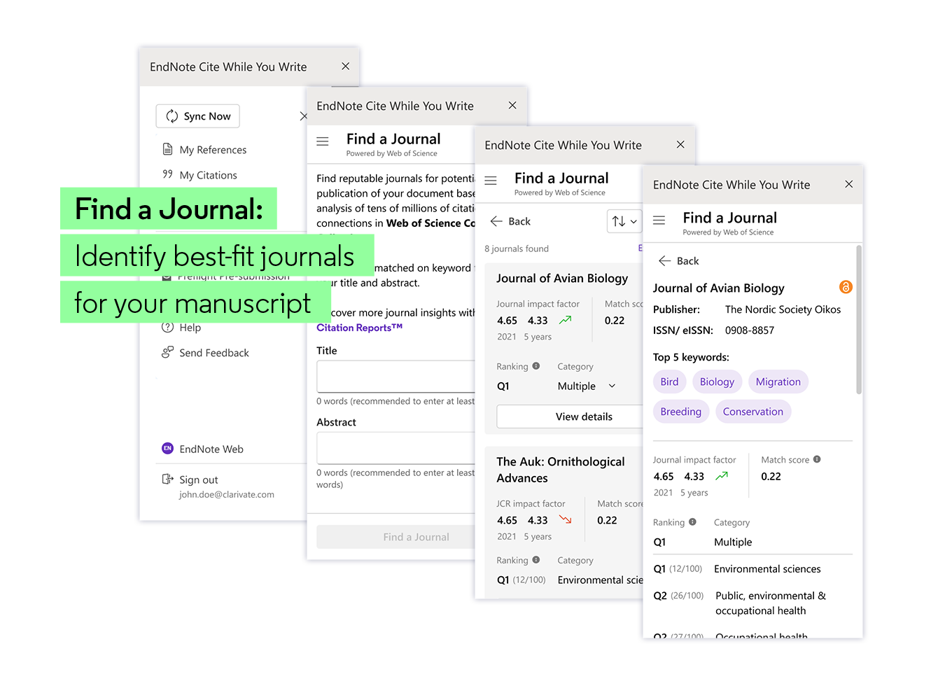 EndNote 2025 Find a Journal feature helping match manuscripts to journals