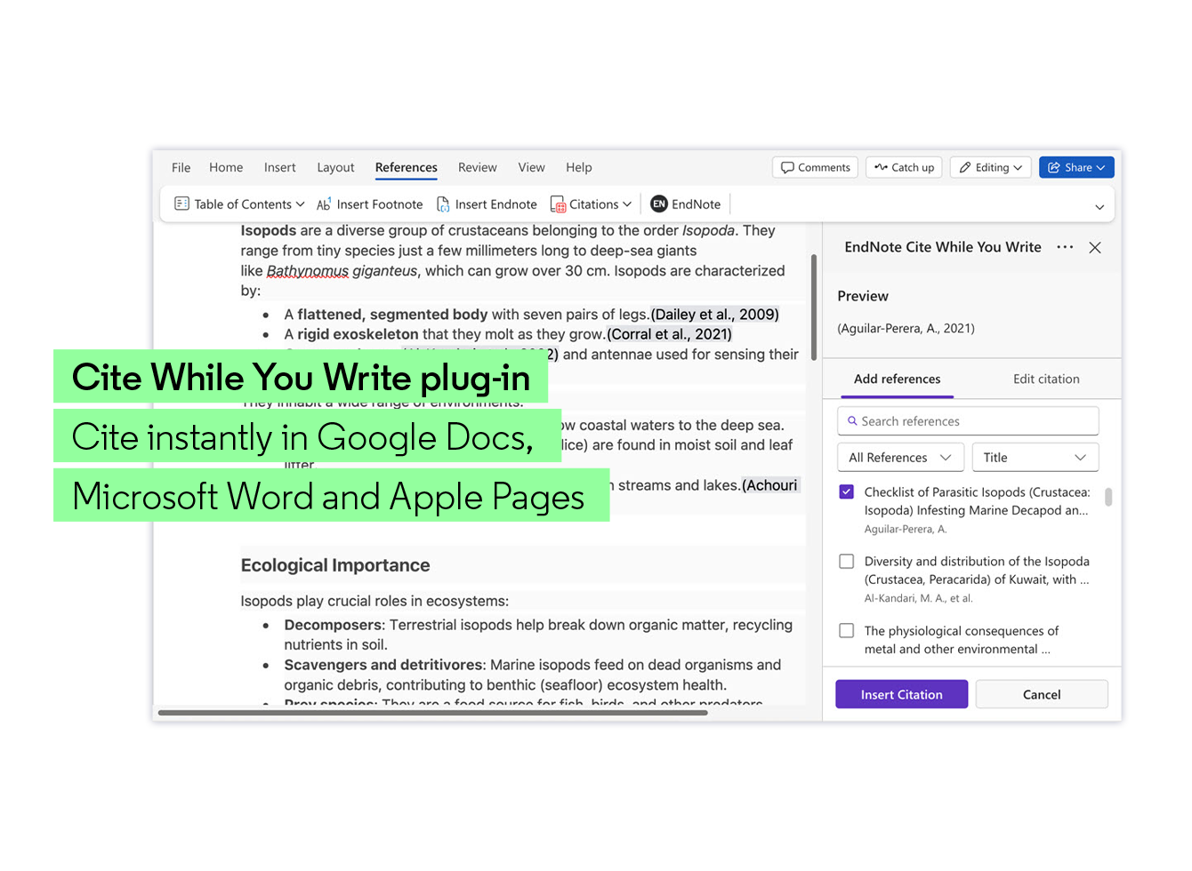 EndNote Cite While You Write toolbar inside Microsoft Word