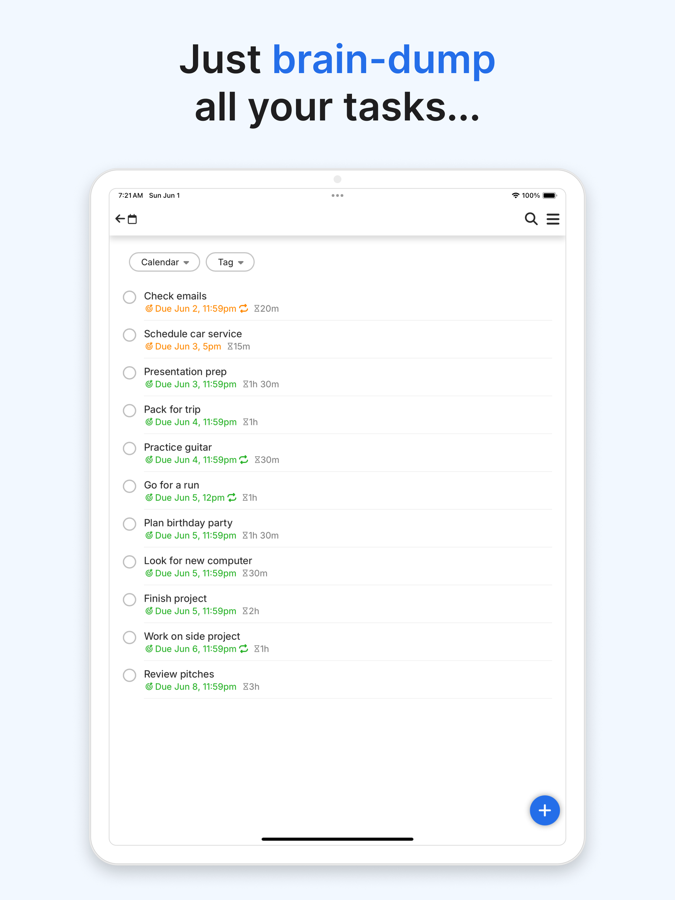 FlowSavvy rescheduling missed tasks forward into the next available slots after a recalculation