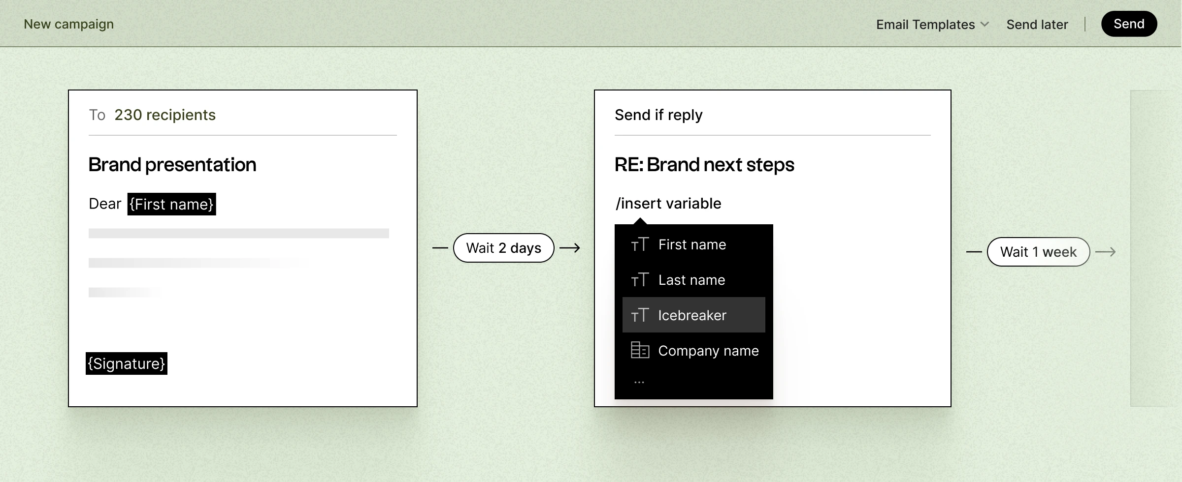 folk email campaigns and message sequences interface