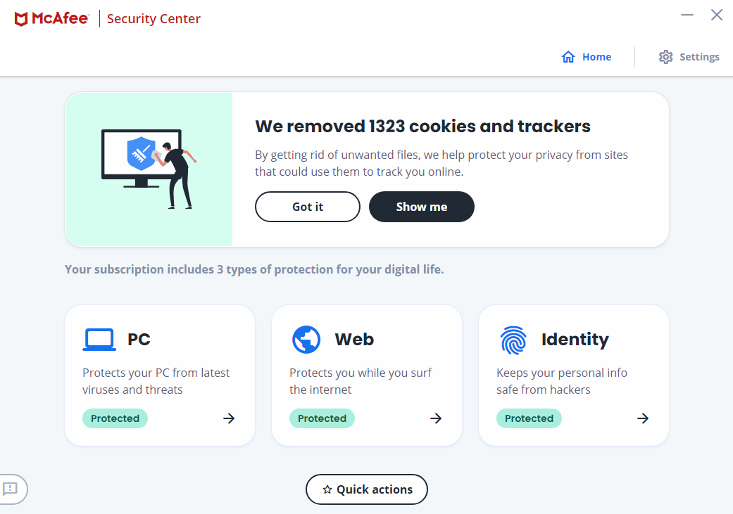 McAfee Total Protection feature overview with antivirus, VPN and identity tools