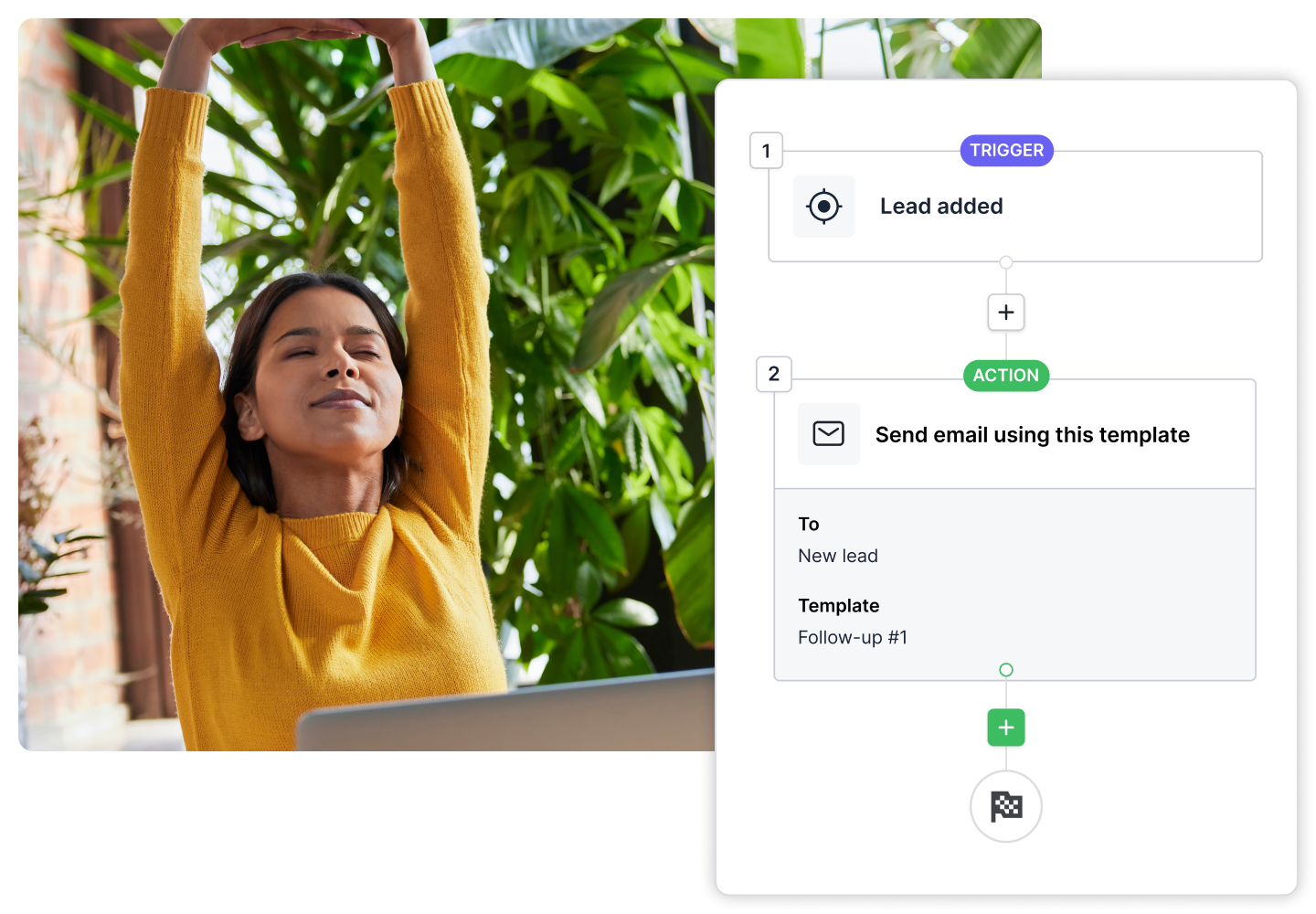 Pipedrive workflow automation builder with trigger and action steps