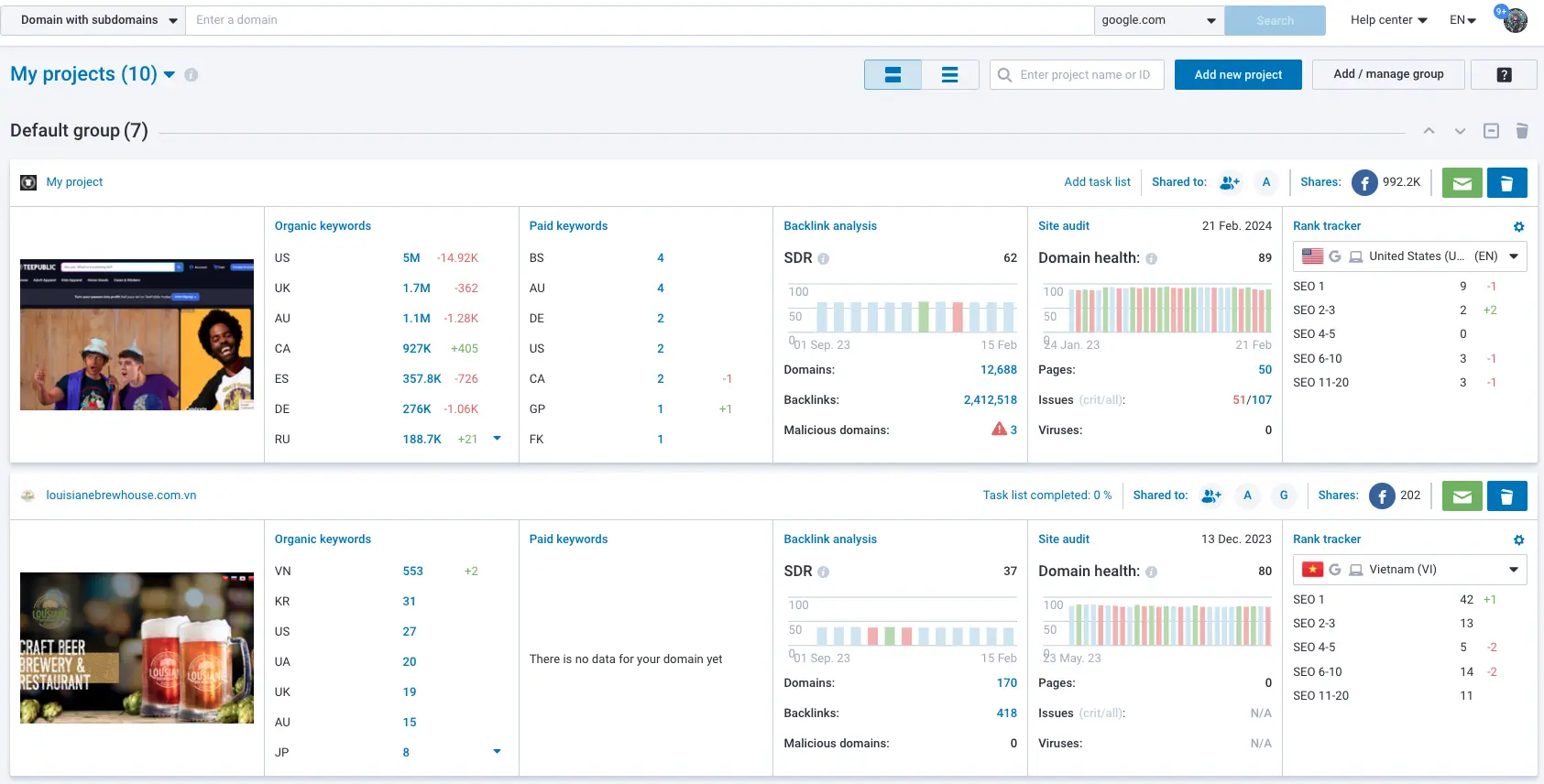 Serpstat organic keywords report for iphone 16 showing volume, keyword difficulty, PPC competition, CPC and intent columns
