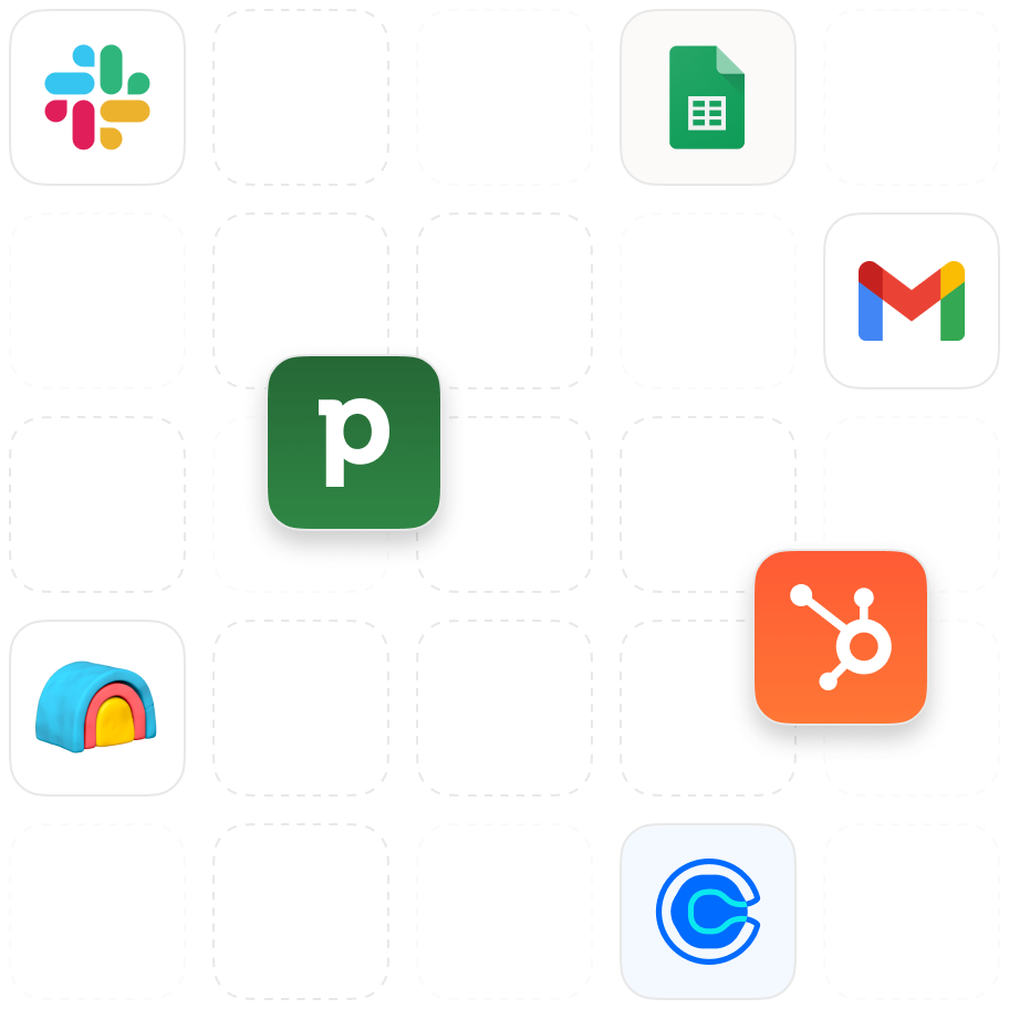 Snov.io integrations grid showing HubSpot, Salesforce, Pipedrive and Slack logos