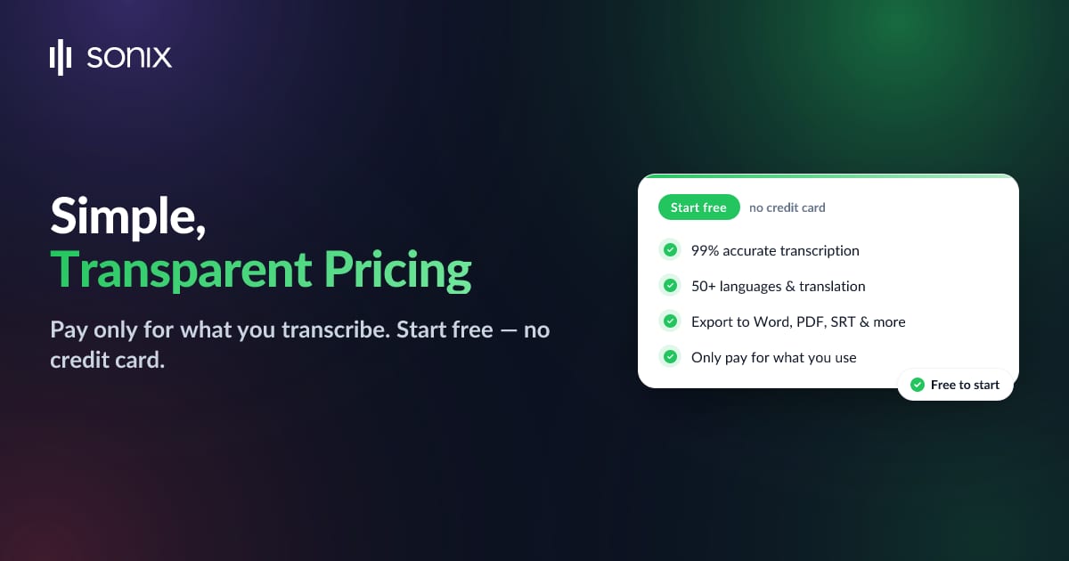 Sonix pricing plans
