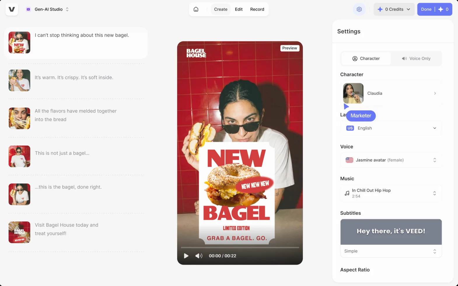 VEED text to video AI generation