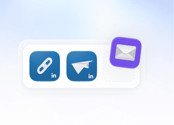 Waalaxy multichannel sequence combining a LinkedIn connection, a LinkedIn message, and an email step