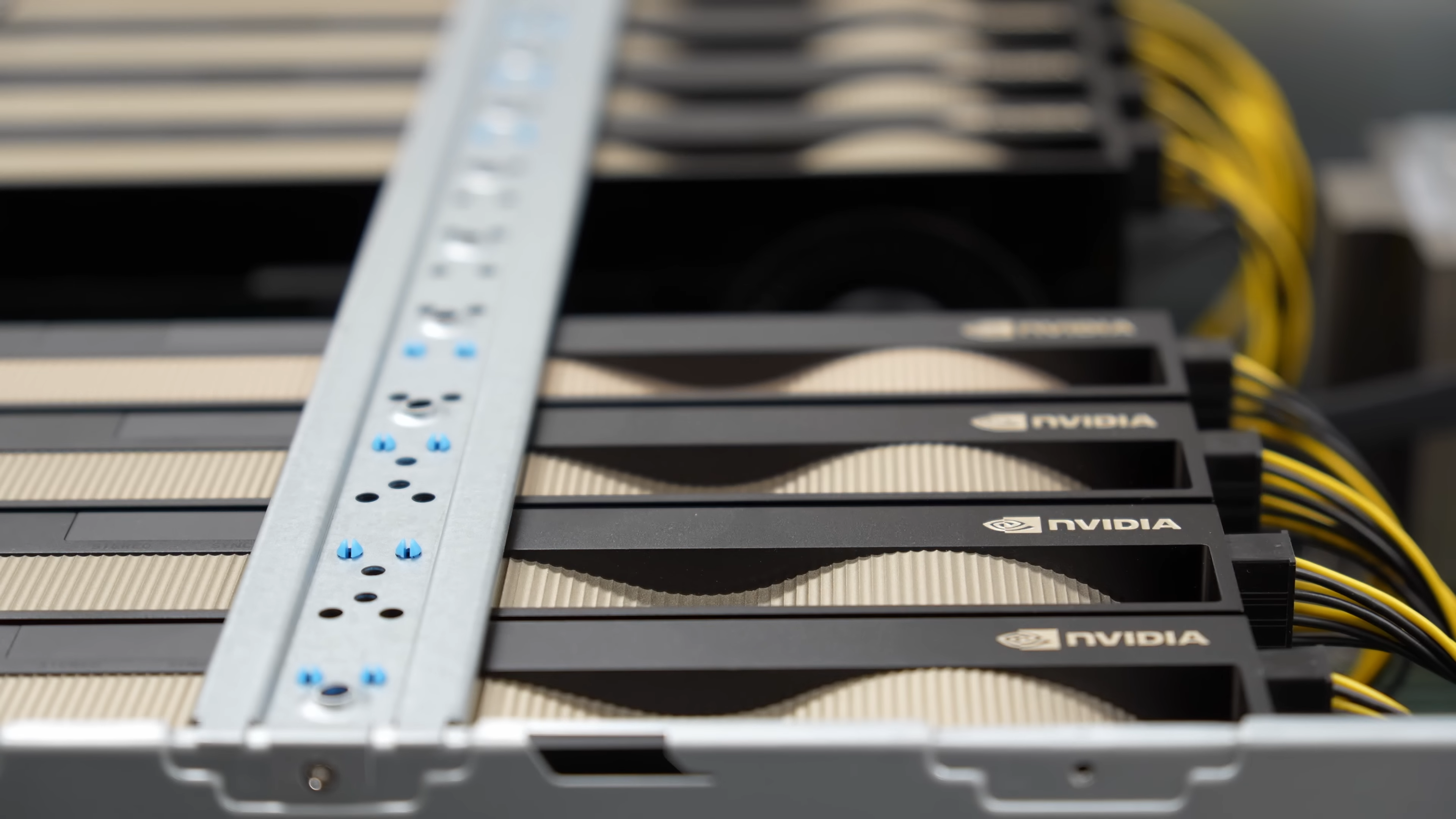 Dense multi-GPU server hardware of the kind used in shared cloud and AI infrastructure
