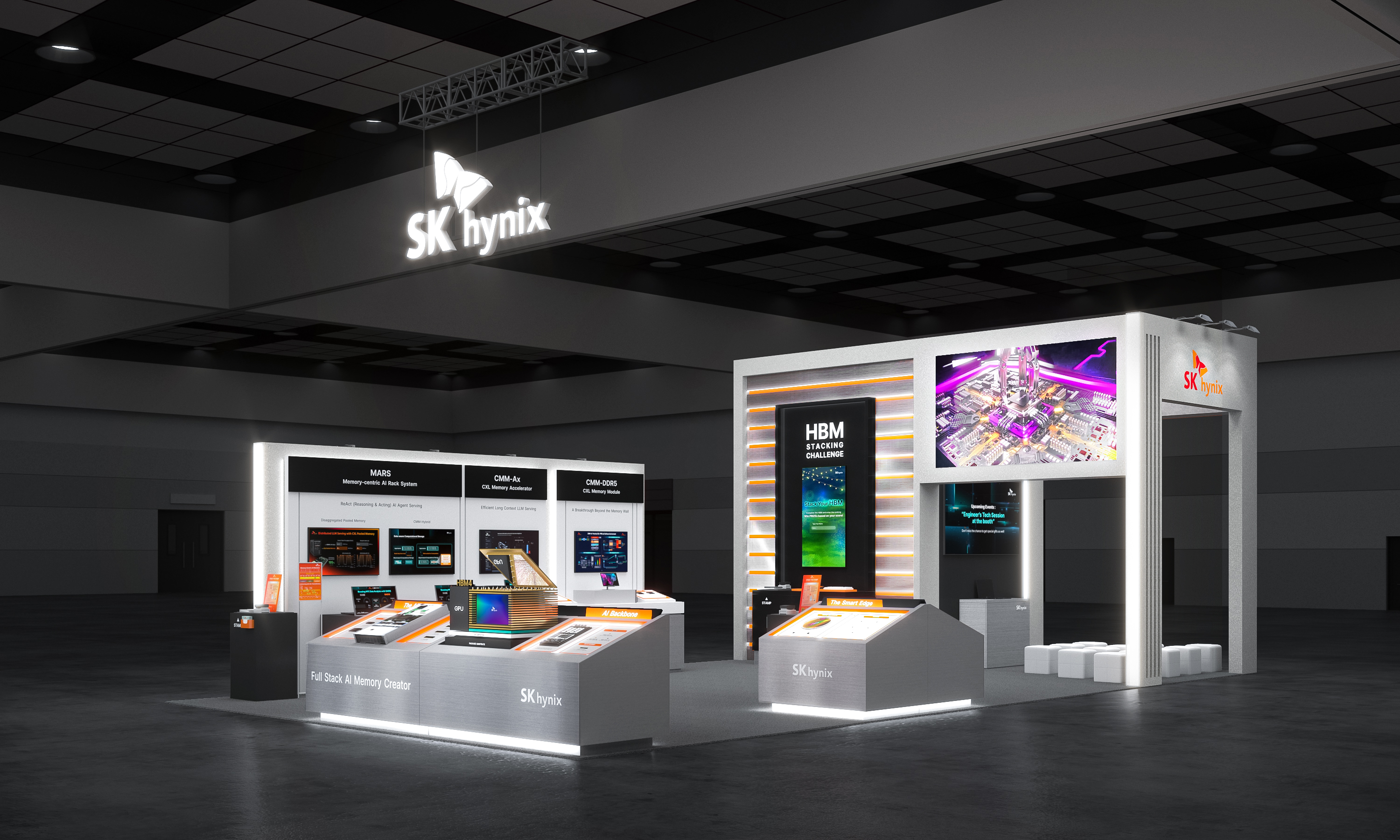 Rendering of the SK hynix exhibition booth at the FMS 2026 conference