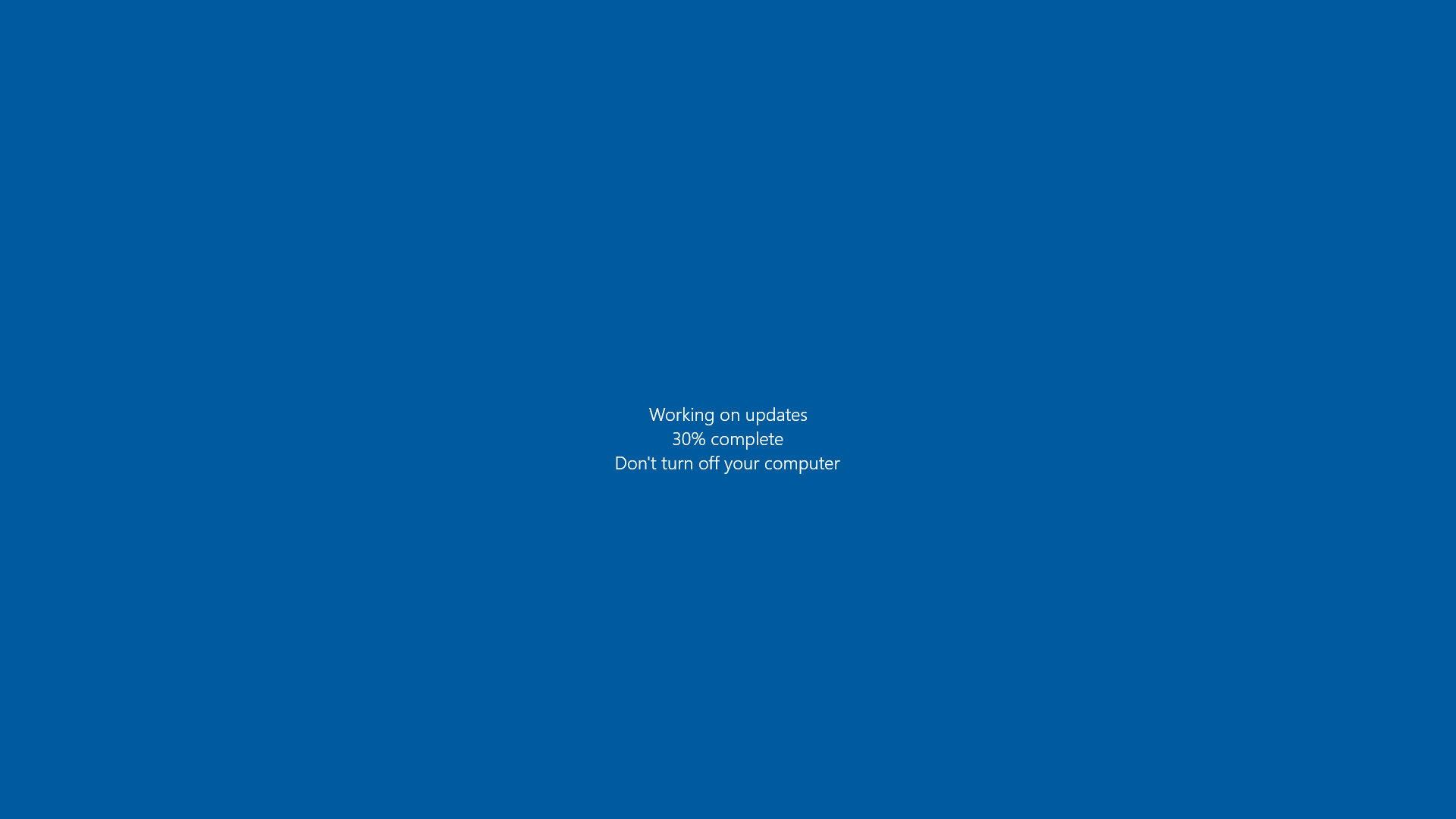 A Windows Update screen installing security fixes