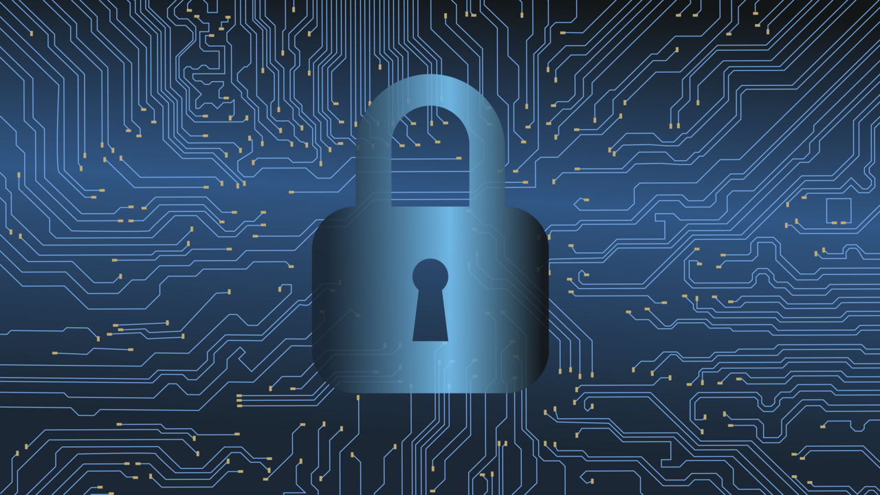A padlock over a circuit board, symbolizing AI-accelerated discovery and exploitation of software vulnerabilities